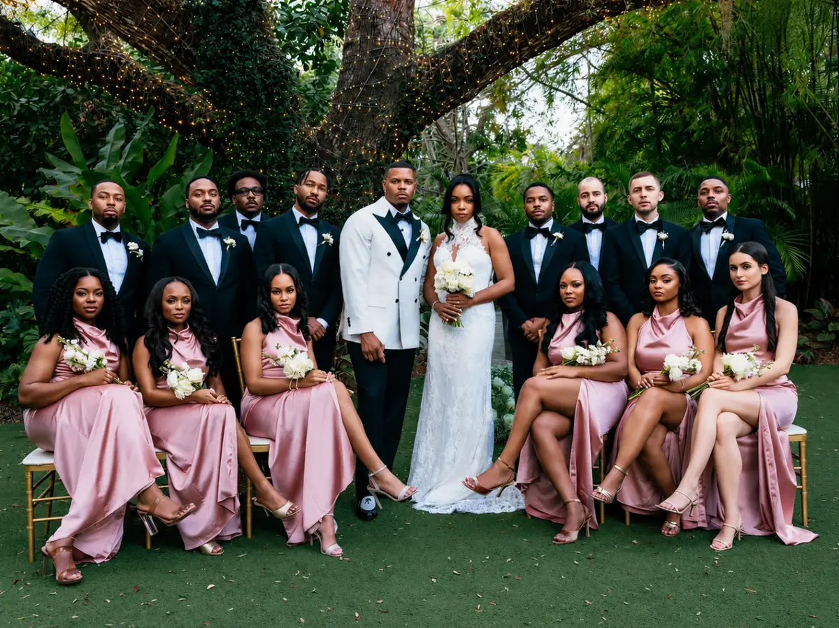 Wedding party portrait after special event grooming by Miami Mobile Barber